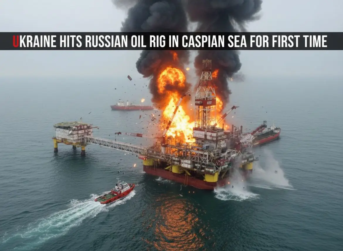 Ukraine Hits Russian Oil Rig in Caspian Sea