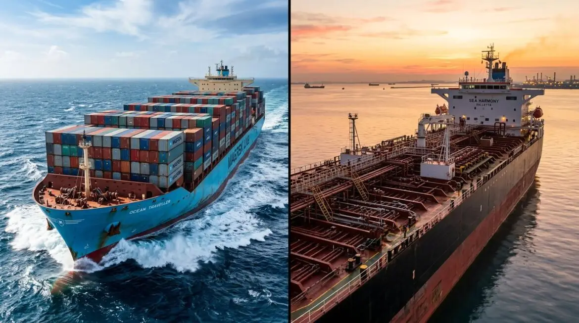 container ship vs tanker life